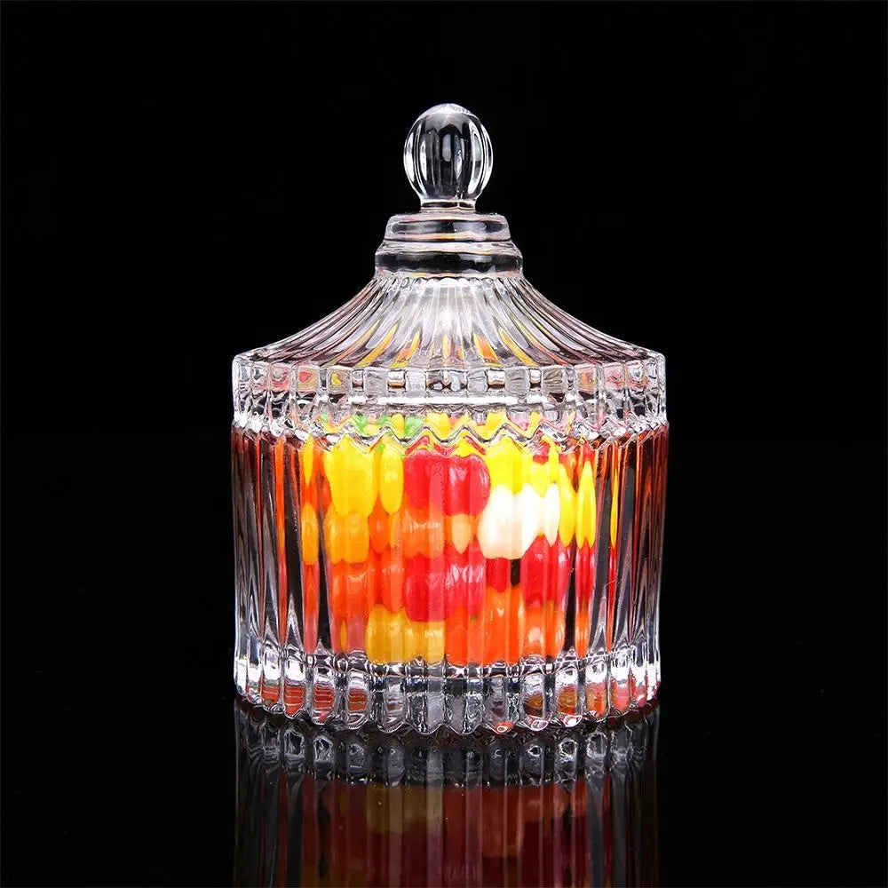 Promotional Price Glass Clear Gift Box Small Glass Storage Jar Glass Candy Box with Lids