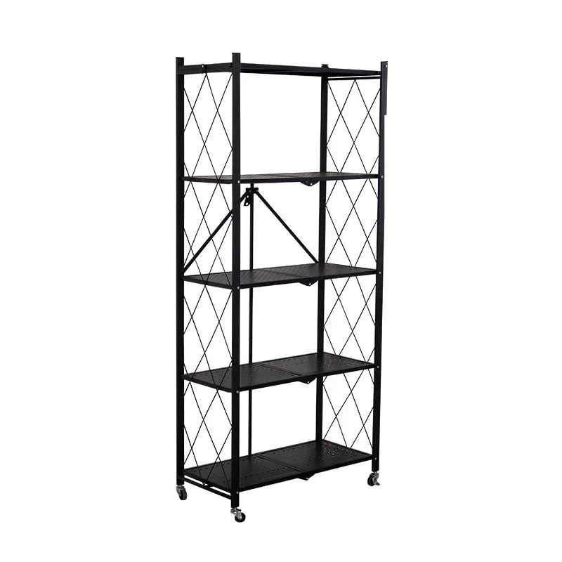 Floor Multi-layer Kitchen Shelves Household Movable with Wheels Storage Rack Folding Installation-free Shelf Storage Racks