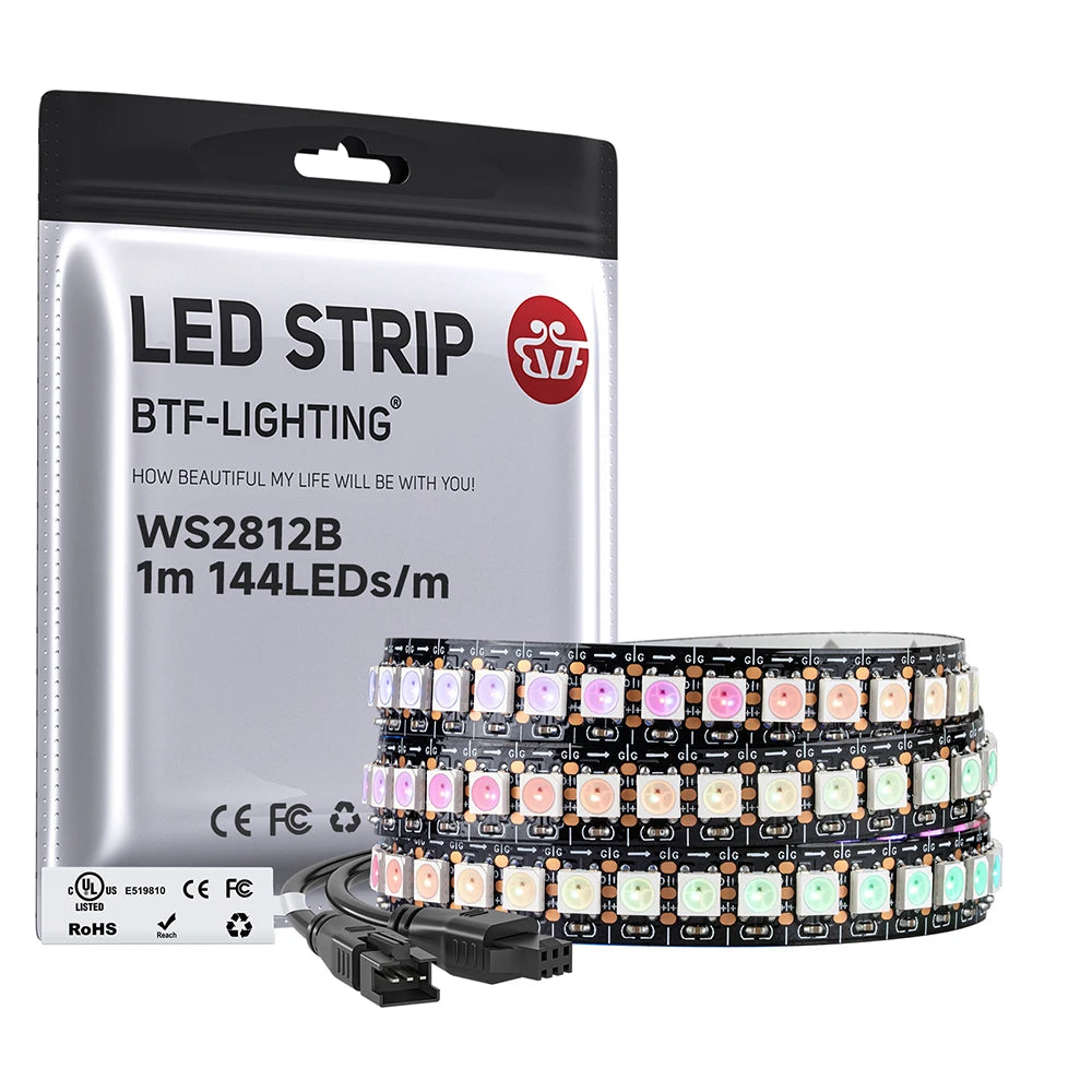 High Density Pixel Rbgic Dream Color 1m 144leds IP67 IP20 Digital Flashing Light Ws2812b Led Strip