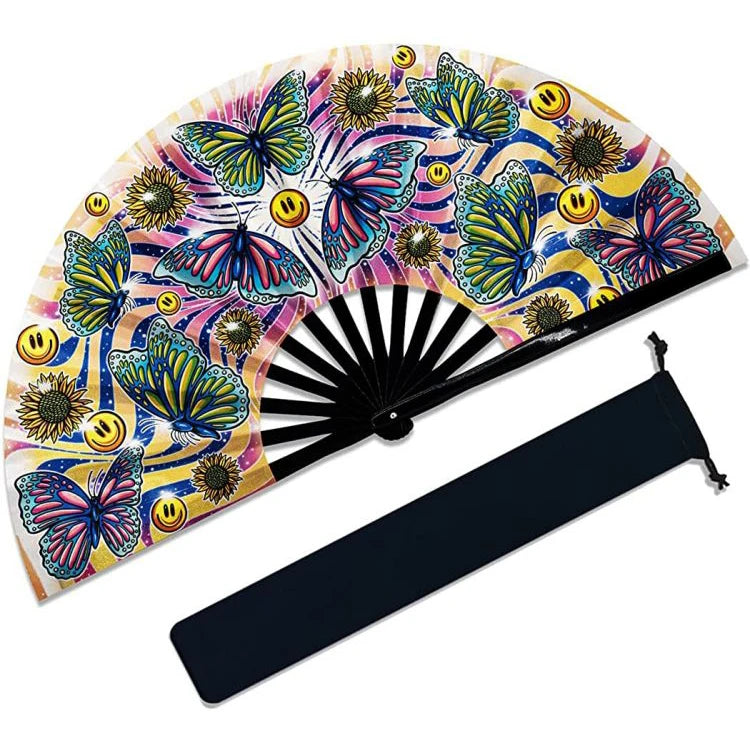Handmade Custom Logo Durable 11 Inch Bamboo Ribs Plastic Hand Fan Easy to Carry and Collect with Love Style