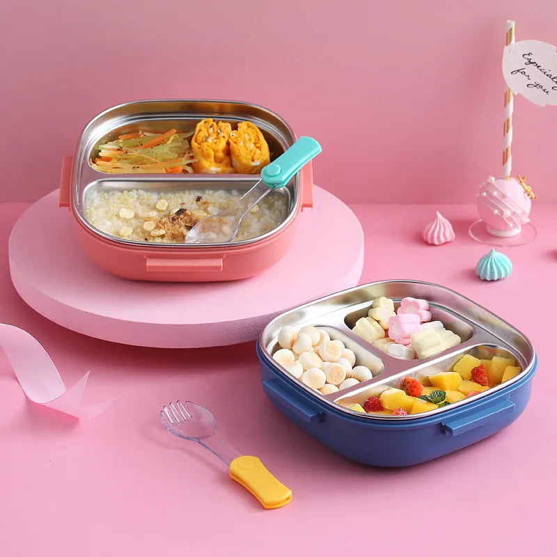 Portable Stainless Steel 304 Children's Lunch Plate and Lunch Box