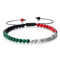 Palestine Flag String Natural Stone Beads Wrap Bracelets Red Black White Green Braided Rope Bangle Christmas Gift for UAE Kuwait MegaBDM