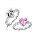 Daidan Jewelry Rings Women Pink Zirconia Bling Pink Heart Proposal 925 Silver Diamond Heart Ring MegaBDM