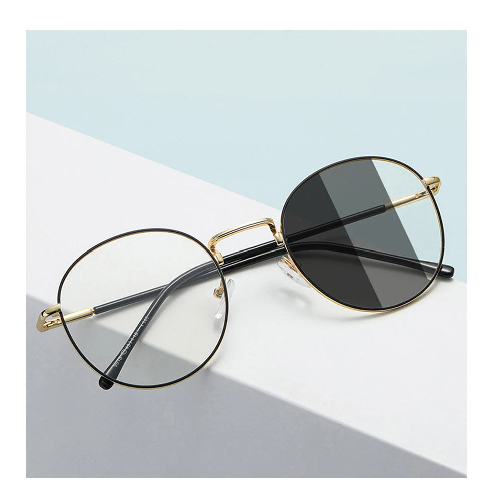 SPARLOO 2445 Round Metal Anti Blue Light Photochromic Lens Eyeglasses Frames