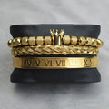 Luxury Roman Alphabet Adjustable Cuff Royal Crown Hip Hop Stainless Steel Twist Braided Bracelet Homme Men