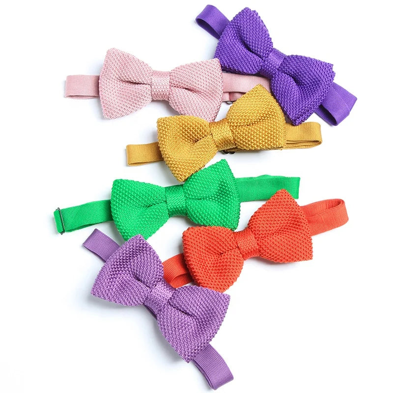 27 Colors Super Quality Adult Nice Pure Solid Color Plain Pre-tied Knitted Boy Mens Bow Ties Knit Neck Tie Man for Men Wholesale