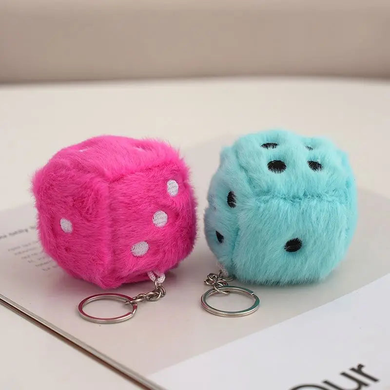 Promotional Simulation Dice Plush Keychains Toys Mini Stuffed Doll Game Bag Pendant Gift Car Decor Good Luck Dice Plush Keychain