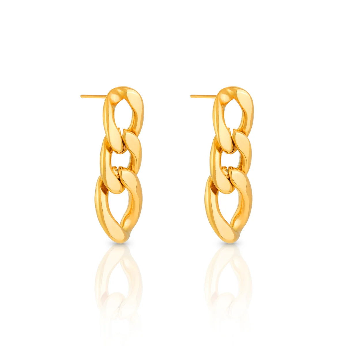 Chris April Japanese Style Fashion Jewelry 316L Stainless Steel PVD Gold Plated Minimalist Chain Drop Earrings