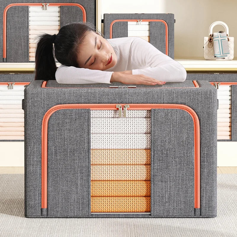 Functional Home Storage Organization Foldable Shoe Box Container Handles for Underwear Clothes Storage Bin Basket Storage Items
