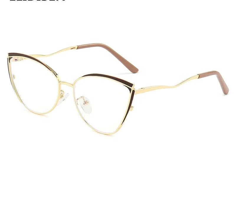 Jiuling Eyewear Anti Blue Ray Computer Glasses Fashion Hollow Out Cat Eye Spectacles Metal Vogueme Optical Eyeglasses Frame