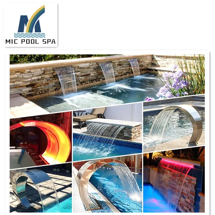 Acrylic Artificial Swimming Pool Water Curtain Cascade Fountain Waterfall with transformer and remote controller
