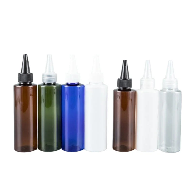 Luxury Applicator Bottles for Hair Oil 4oz Twist Cap Refill Clear Black Brown White  PET Containers 100ml Plastic Dropper Bottle