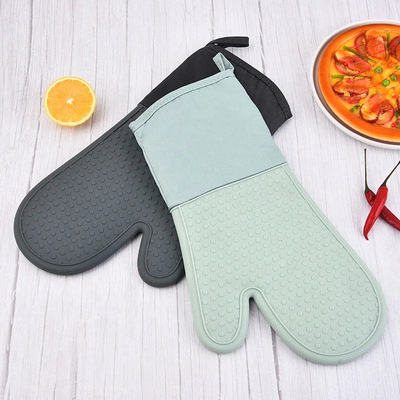 Aucasry High Quality Silicone Oven Mitts Set Heat Resistant Non-Slip Durable Pot Holders Gloves
