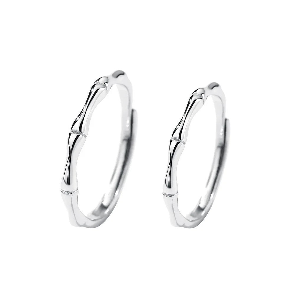 China Wholesale Price Wedding Couple Simple Jewelry Bamboo 925 Sterling Silver Ring for Lovers Opening Adjustable Ring Jewelry