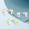 Wholesale 925 Sterling Silver Cat Stud Earrings Cute Animal Design With Cubic Zirconia Hypoallergenic Jewelry for Women Kids