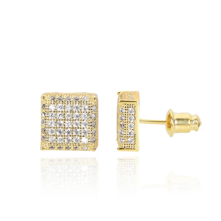 Hot Sale Jewelry Diamond Small Square Halo Stud Earrings for Women