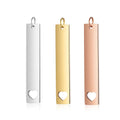 Wholesale Stainless Steel Gold Plated 7*40mm Hollow Heart Rectangle Plain Bar DIY Jewelry Findings