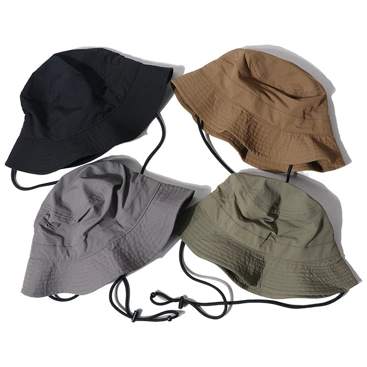 Wholesale Custom Summer Sun Protection Fisherman Cap Women Men Canvas Bucket Hat With Strap