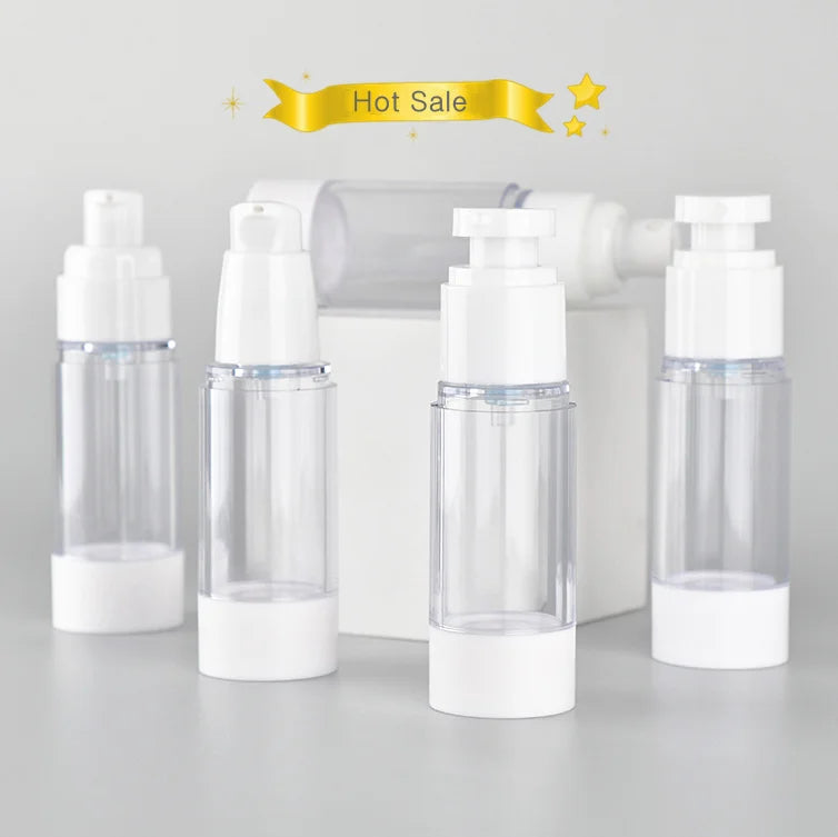Free Sample Essence Cosmetic Packaging 15ml 30ml 50ml Transparent Airless AS Vacuum Lotion Pump Bottle