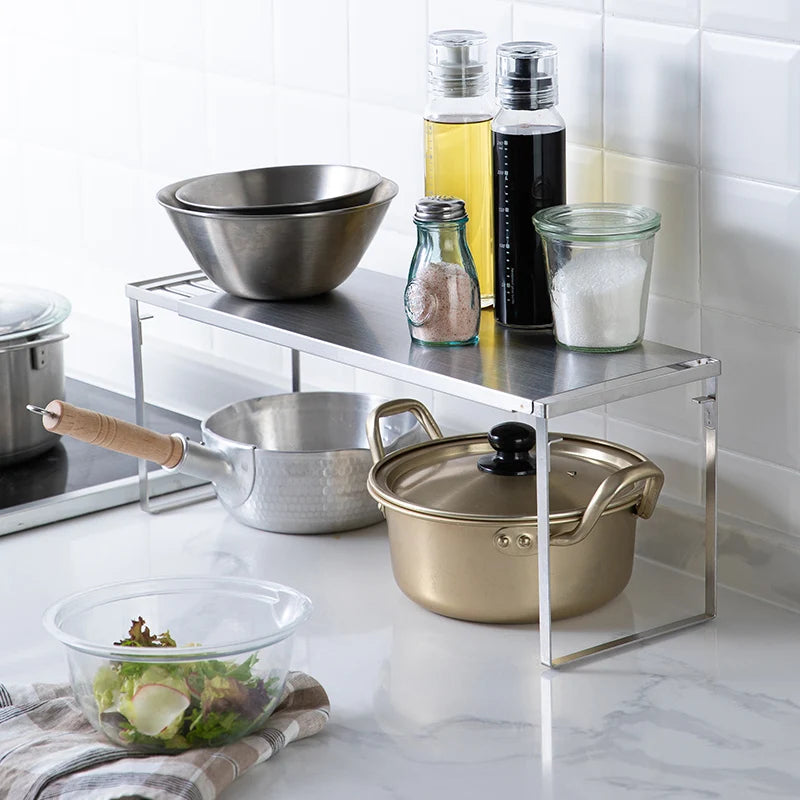 SHIMOYAMA Kitchen Standing Type Adjustable Retractable Foldable Storage Rack Shelf for Counter Top