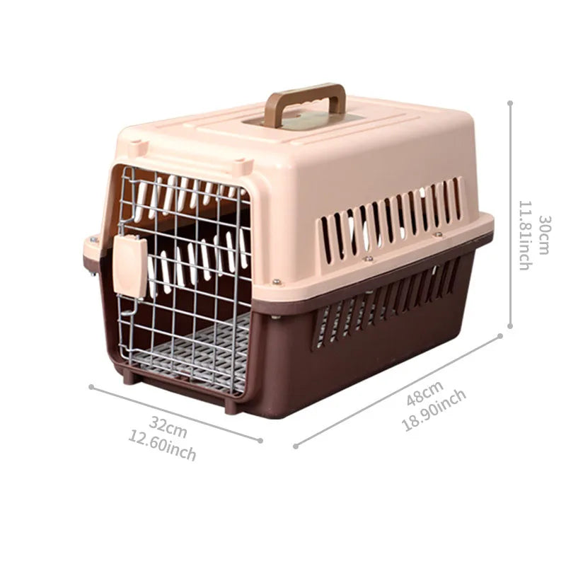 Portable Outdoor Travel Pet Carriers and Cat Cages Durable Plastic and Metal Housing for Cat Transport