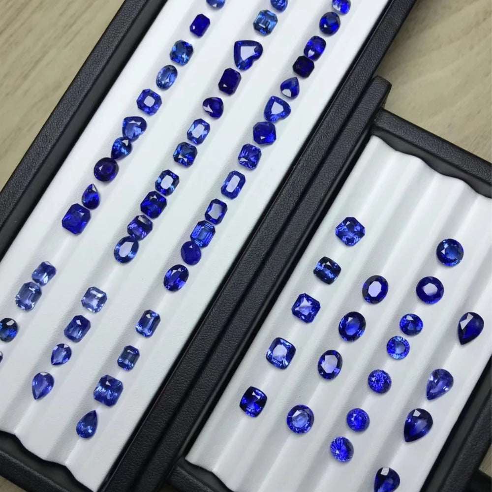 Baguette Sapphire Shape Stone Sapphire Beads Blue Tapered Baguette Lab Grown Sapphire