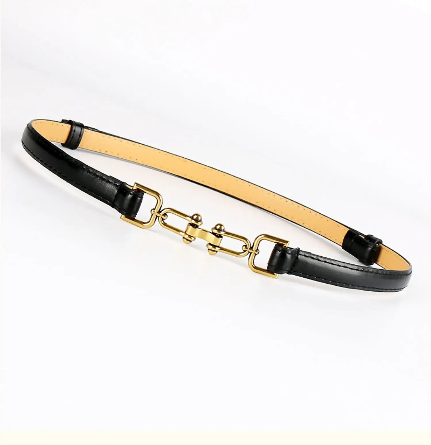 Fashionable and Versatile Fine Waist Chain with Adjustable PU Belt for Ladies Vintage Casual Designer Belt with Alloy Buckle
