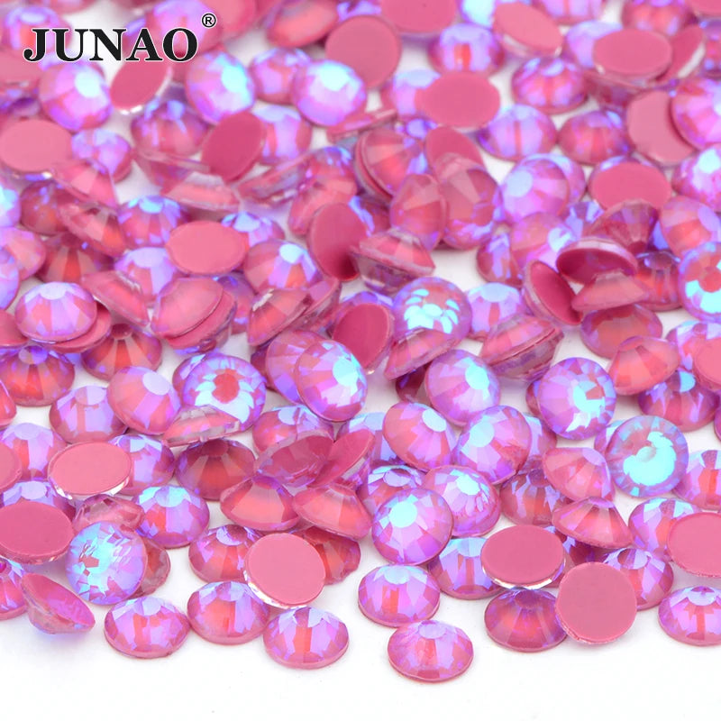 JUNAO Factory 120 Colors Glue  on Stone SS20 Glass Crystal AB Non Hot Fix Rhinestones for Wedding Dress