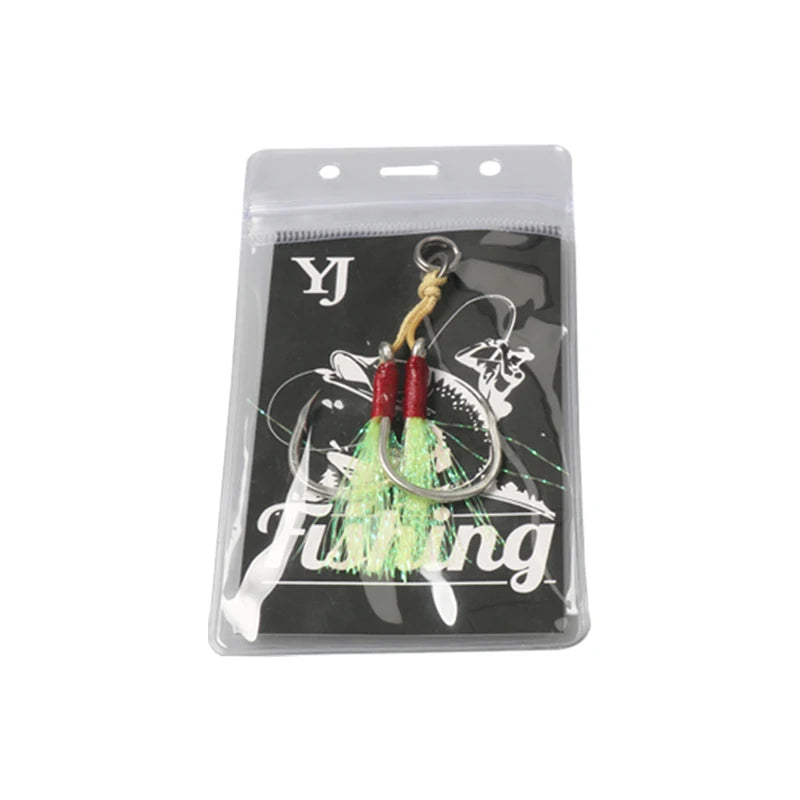Mustad3/0# 5/0# 7/0# Jigging Hook Sea Fishing Double Hooks Jigging Hooks With Pe Line