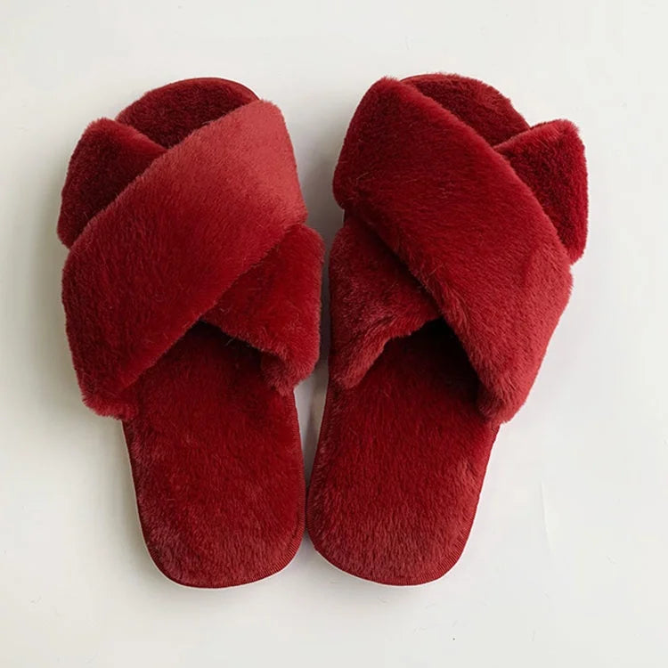 New Arrival Fashion Fluffy Fur Lightweight Comfort House for Women Soft Bottom Open Toe Indoor Cozy Winter Autumn Anti-Slip MegaBDM