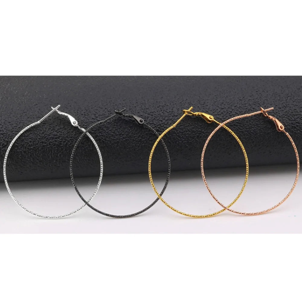 Boho Textured Stainless Steel 1mm Thin Round Hoop Dangle Earring Rich Colors Sizes Diy Beaded Beads Fringe Hooped Women Earrings