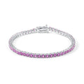 Competitive Pricing Jewelry Resizeable Diamond Chain Pink Sapphire Adjustable 3mm 925 Silver Tennis Bracelet With Clasp