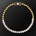 Aimgal Fashion Jewellery 316 Stainless Steel Beads 10mm Natural Freshwater Pearl 18K Gold Plated Hiphop Men's Necklace Tarnish