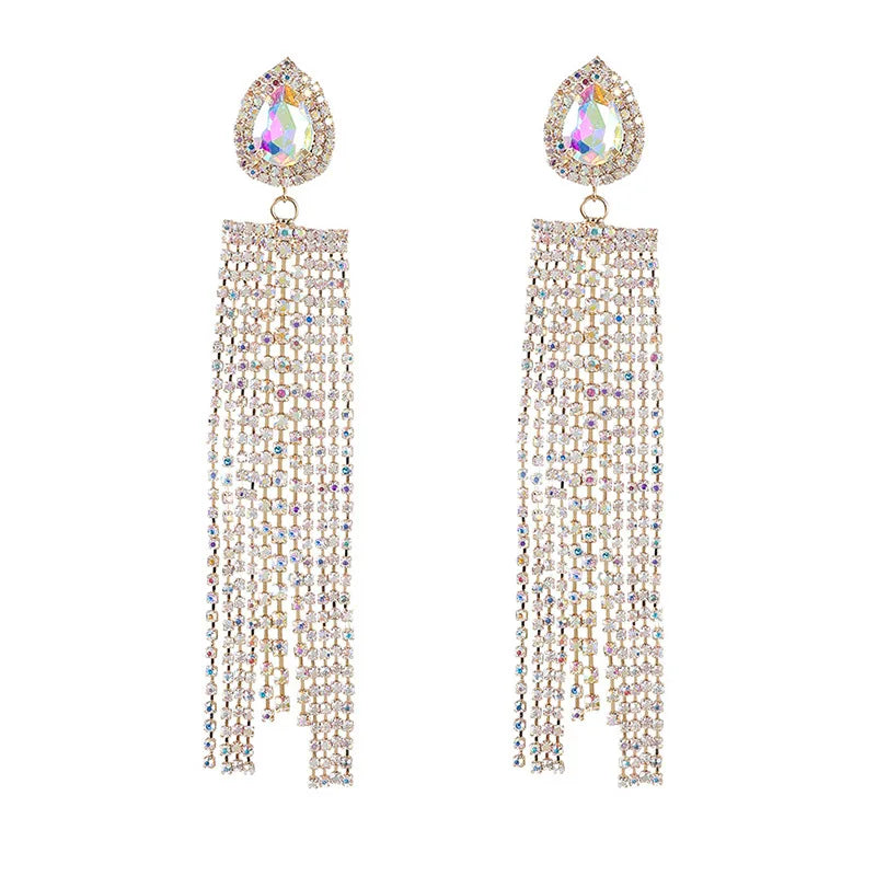Hoyon Fashion Bridal Rhinestones Tassels Earrings Women Wedding Long Earrings Jewelry Wedding Earrings