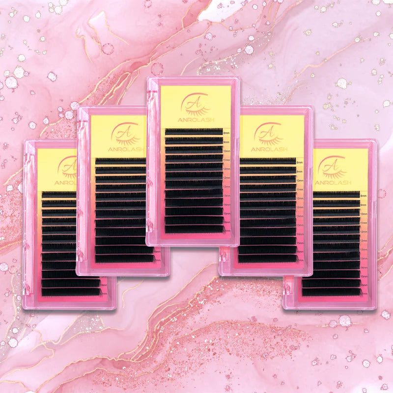Anrolash Cashmere Lashes Easy Fan Lash Tray with Box Multiple Length Natural Style False Eyelashes