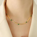New Design Simple 18K Gold Plated Stainless Steel Snake Chain Choker Necklace Bracelet Set for Women