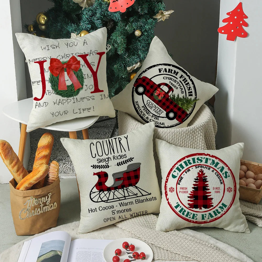2022 Christmas Home Sofa Decorative Pillowcases 18 X 18 Inch Throw Pillow Covers Santa Claus Pillow Cover Cushion Cover