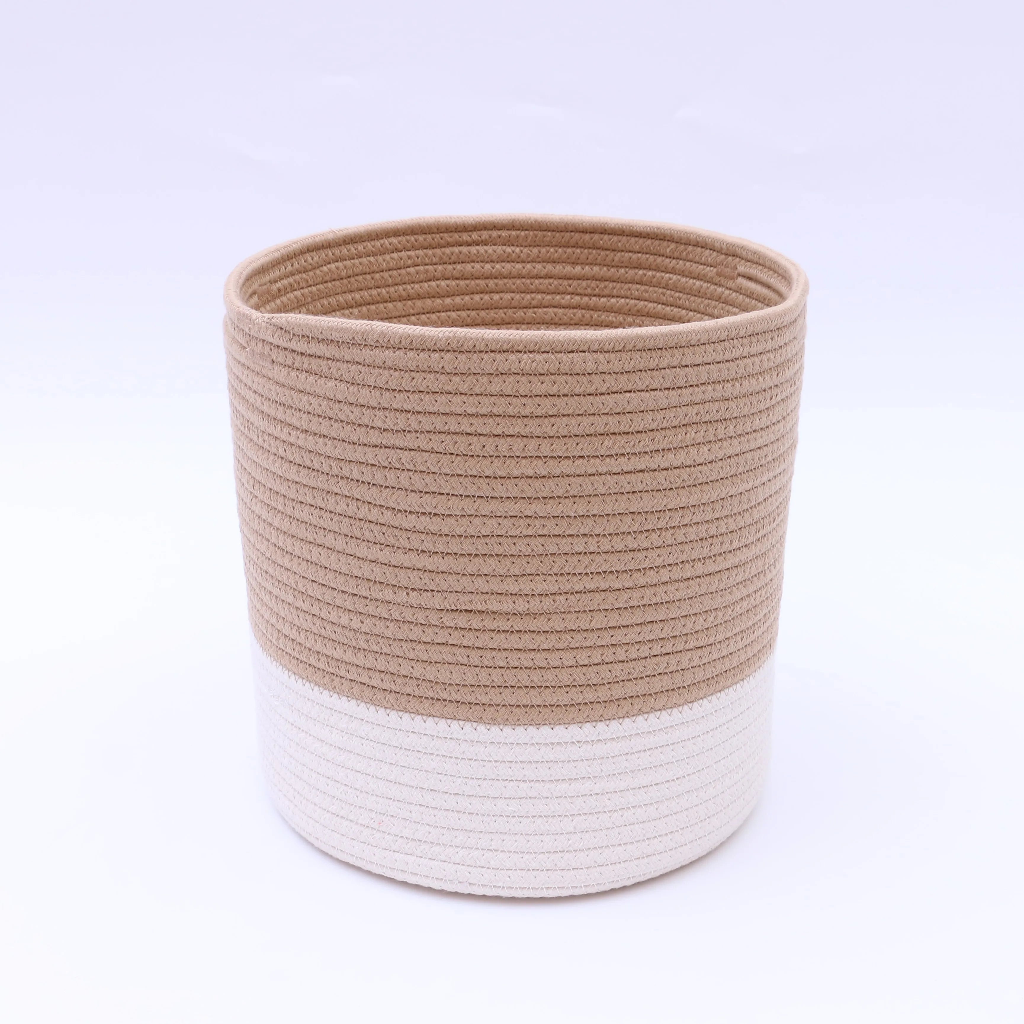 Custom Made a Variety of Color Baskets Cotton Rope Woven Storage Basket All Kinds of Size Braid Rice Brown
