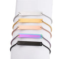 Hot Sales Adjustable Stainless Steel Bolo Chain Engraved Strip Bar Bracelet