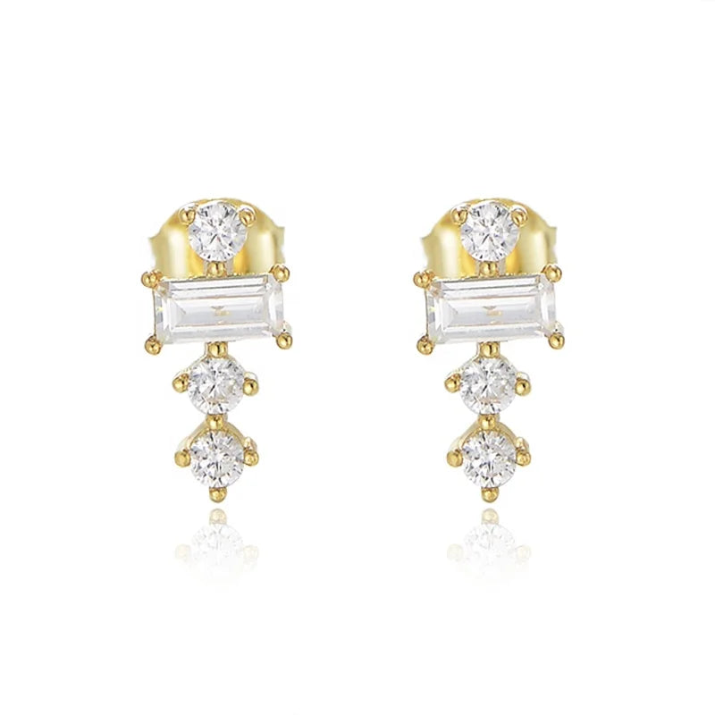 Best Selling Jesus Cross Jewellery S925 Sterling Silver Plated Gold Cross Stud Earring