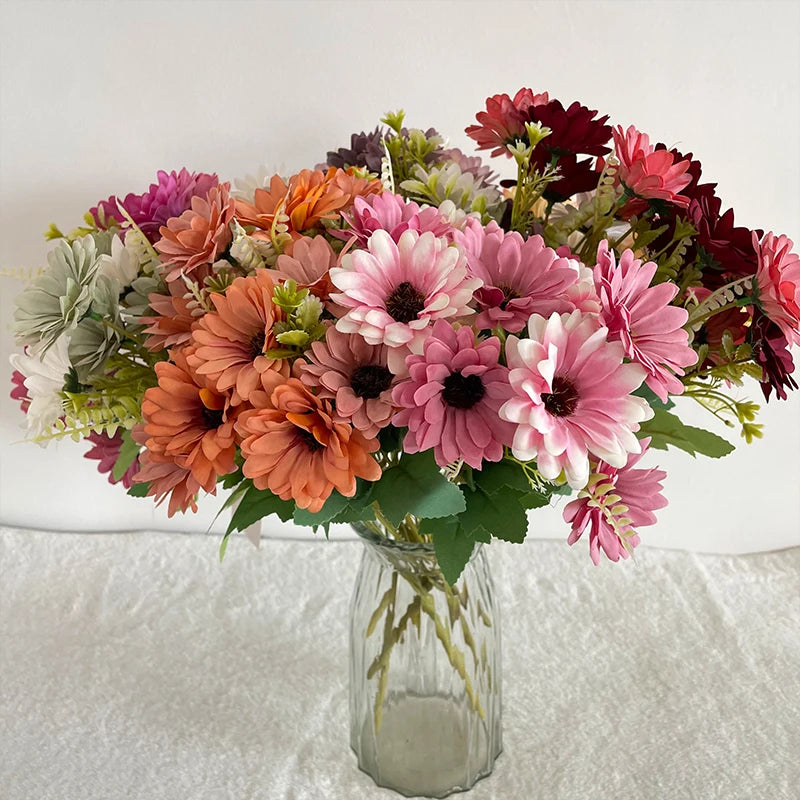 Cheap Wholesale Artificial Flowers 7 Branches 14 Head Chrysanthemum Artificial Flower
