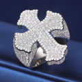 Wholesale High Quality Micro VVS Baguette Moissanite Cross Ring White Gold 925 Sterling Silver Hip Hop Rappers Jewelry for Men