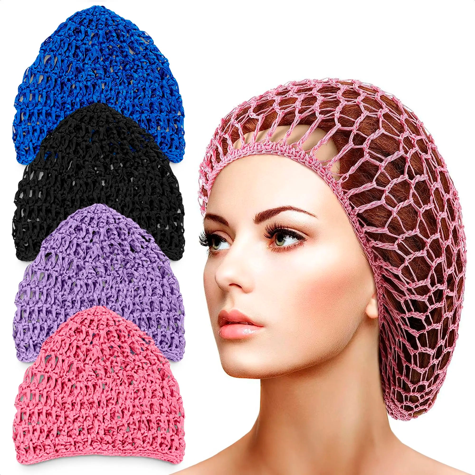 Crochet Hair Net - Rayon Cover Hair Wraps for Women Sleeping - Crochet Cap Snoods for Long Hair Net Plopping R58