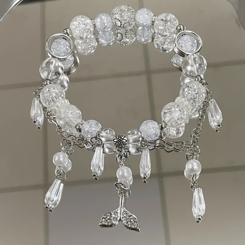 Fairy Ice Cracking Bead Butterfly Star Charm Bracelet Glass Crystal Blue Planet Opal Cat's Eye Girl Women Bracelets Jewelry Gift