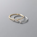 INS 925 Silver Fashion Jewelry Rings square and Round Diamond Zircon Gold Plated Thin Open Rings for Women