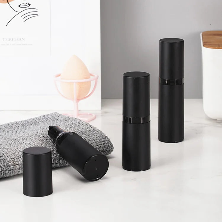 High Quality Matte Black Airless Bottle 15ml 30ml 50ml Cosmetic Plastic Pump Lotion Bottles