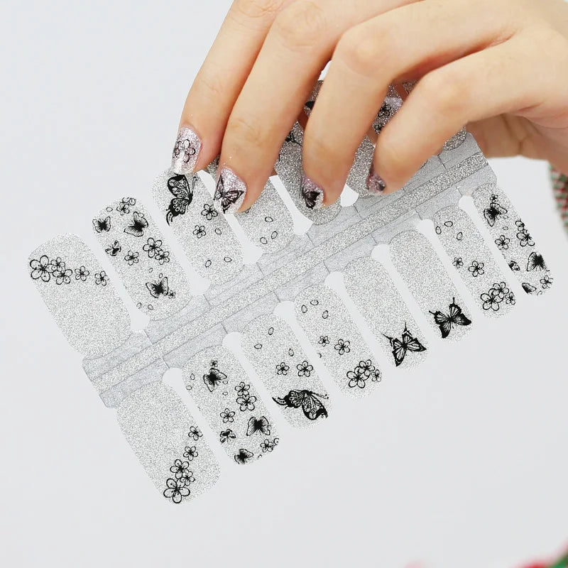 Hot Selling Nail Polish Stickers Glitter Self Adhesive Nail Wraps Custom Nail Polish Wraps