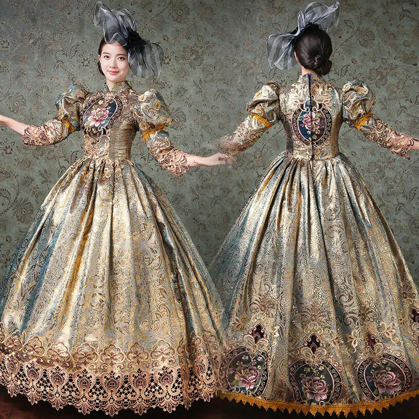 1pc Custom Made  Women Medieval Marie Antoinete Rococo Victorian Long Dress Mary Party Costume Ecoparty330