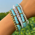 Men's Fashion Jewelry Punk Style Fimo Beaded Colorful Bracelet Set 18cm Unique Design Gift HipHop Jewelry