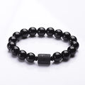 Low Price Fashinoal Crystal Obsidian Beads Bracelet Engrave with Dragon or Phoenix Totem Cylinder Bead Men or Women